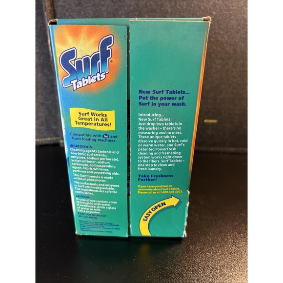 SURF Tablets Original Power Fresh Laundry Detergent‎ Box Prop Soap VTG 2001 - Picture 5 of 7